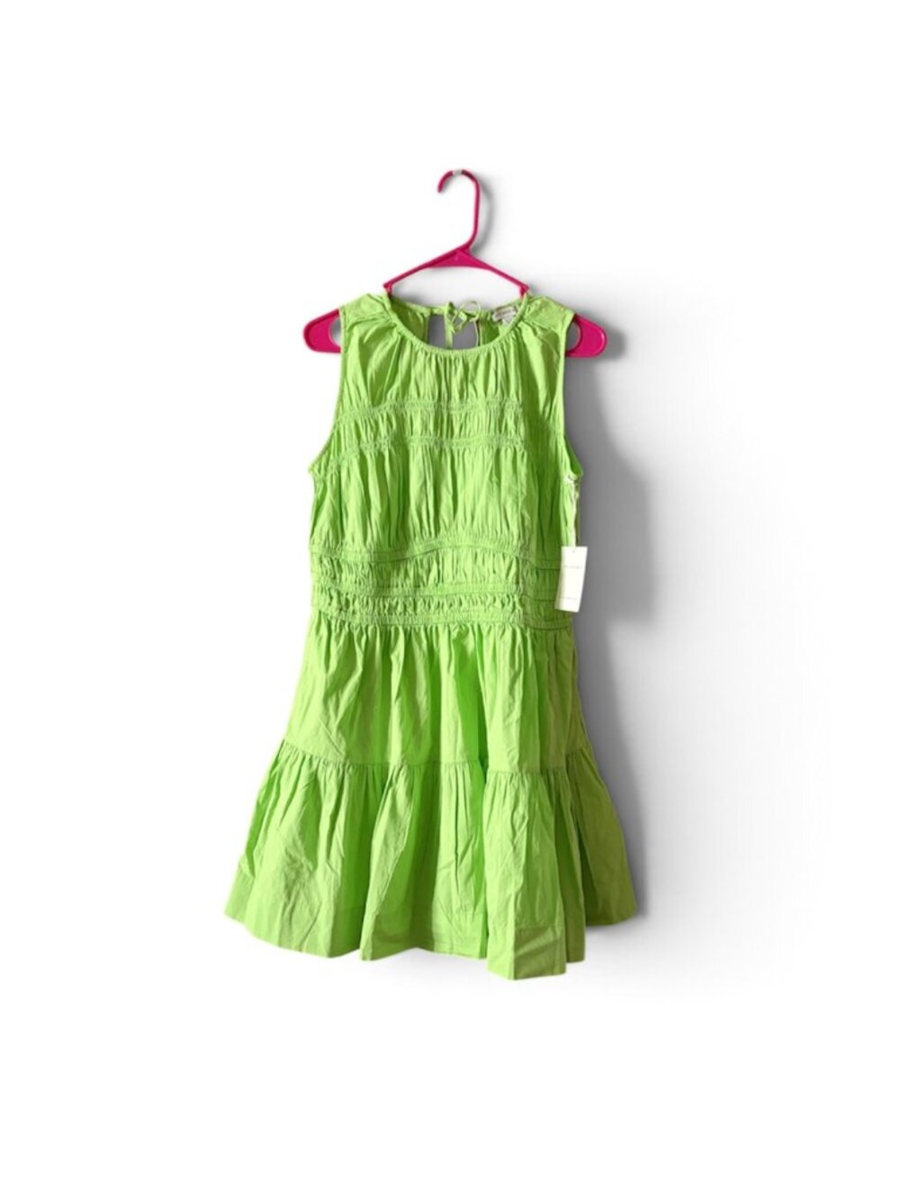 Women's Smoked Cotton Drop Waist MiniDress, Free Assembly, L, Kiwi Kish, NWT